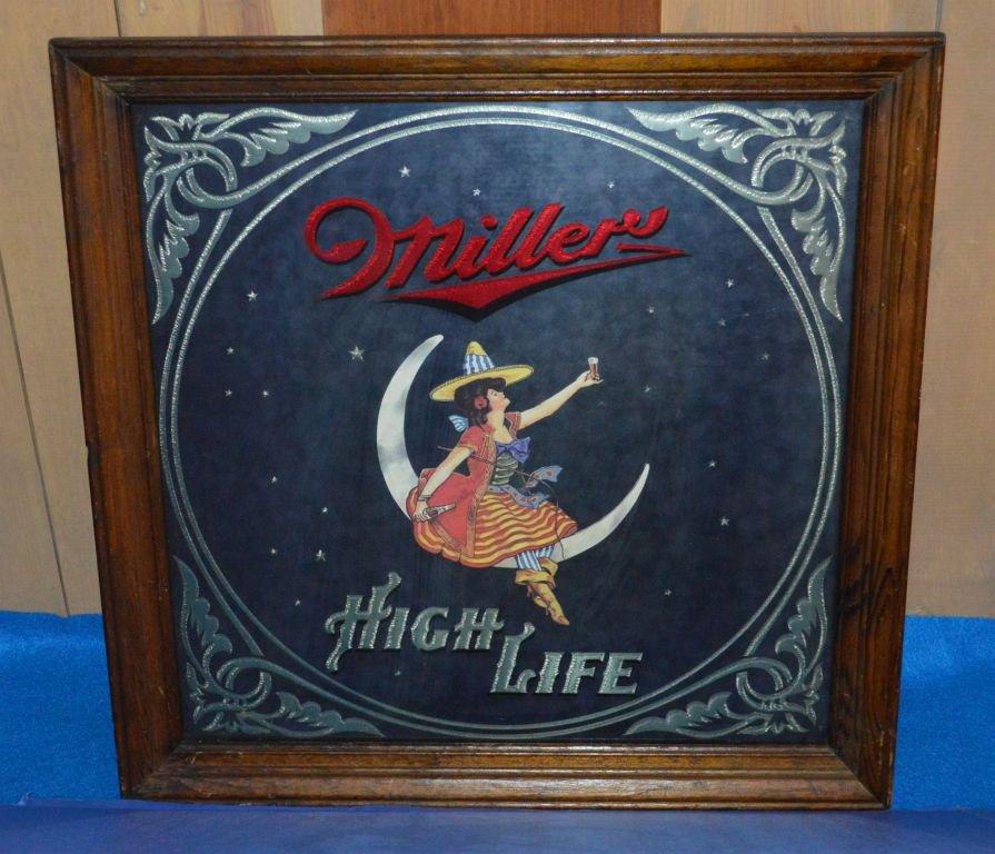 MILLER HIGH LIFE MIRRORED SIGN, 18 1/2"