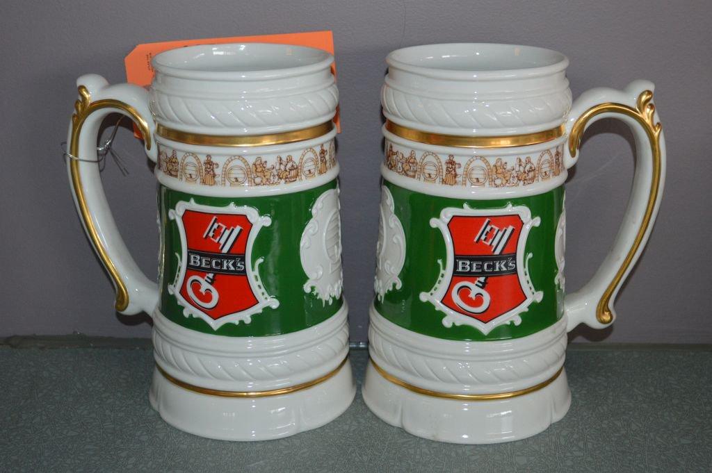 (2) BECK'S BREWERY BEER STEINS, 1988 FRANKLIN MINT