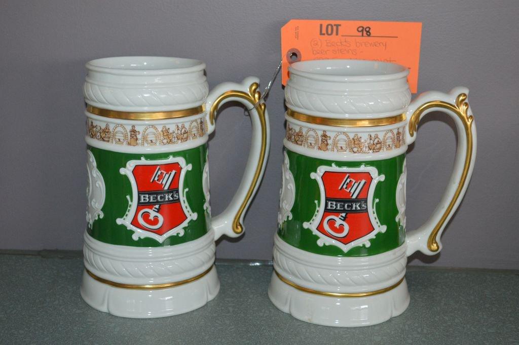 (2) BECK'S BREWERY BEER STEINS, 1988 FRANKLIN MINT