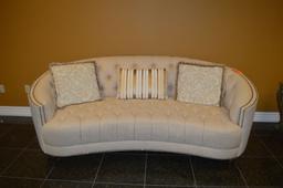 LIVING ROOM SET, CREAM AND GOLD UPHOLSTERY WITH