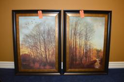 PAIR OF FRAMED AND MATTED PRINTS,