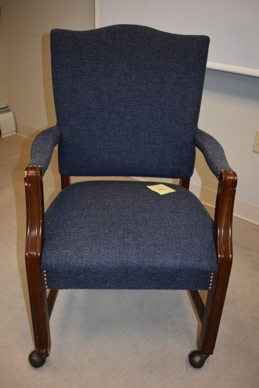 (5) MATCHING BLUE CLOTH CONFERENCE ROOM CHAIRS ON CASTERS