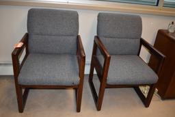 (4) WOOD FRAMED VISITOR CHAIRS WITH GRAY CLOTH