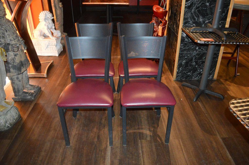 (4) DINING ROOM CHAIRS WITH STEEL LEGS, FRAME AND BACK WITH VINYL SEATS, PICTURE IS REPRESENTATIVE