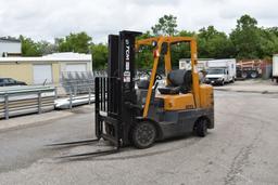 TMC RIDE ON FORK TRUCK, MODEL FCG25-3HL, LP GAS,