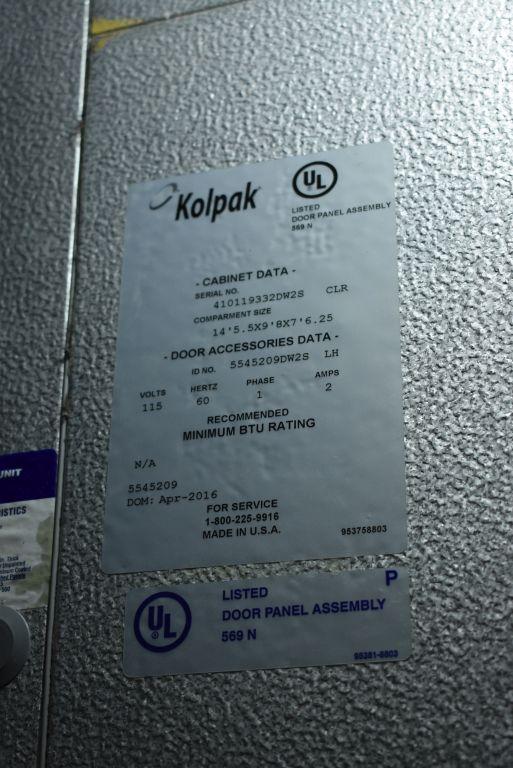 (2016) KOLPAK WALK IN COOLER/FREEZER SYSTEM-COOLER: