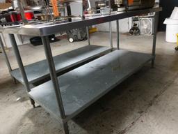 STAINLESS STEEL PREP TABLE WITH LOWER SHELF, 6' x 30"