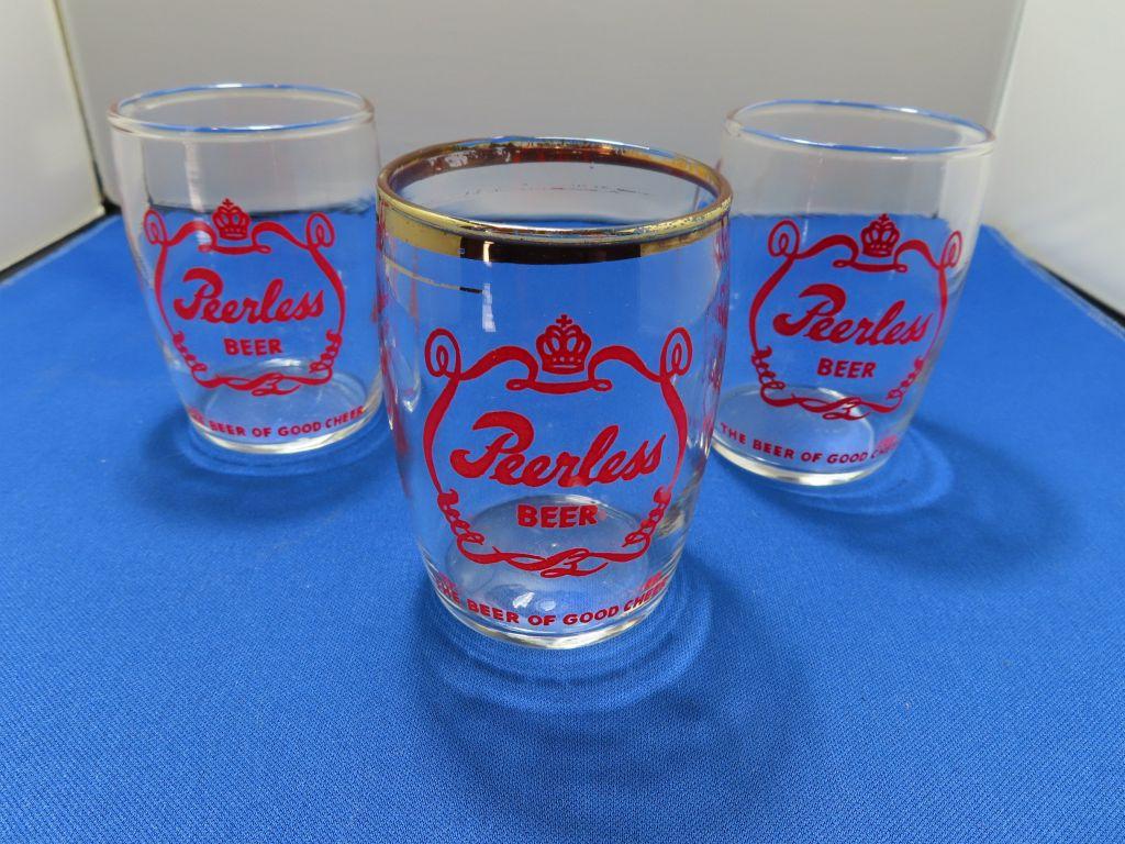 (8) ASSORTED 3" TALL BEER GLASSES