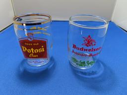 (8) ASSORTED 3" TALL BEER GLASSES