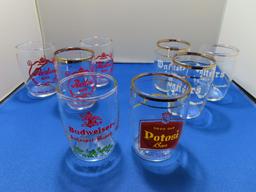 (8) ASSORTED 3" TALL BEER GLASSES