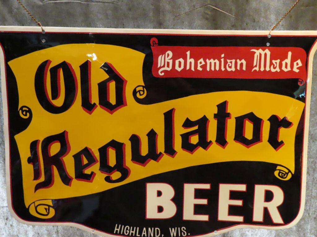 OLD REGULATOR BEER PORCELAIN SIGN, 23" x 34",