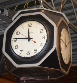 FOUR SIDED SUSPENDED G.E. CLOCK FROM ALLEN BRADLEY