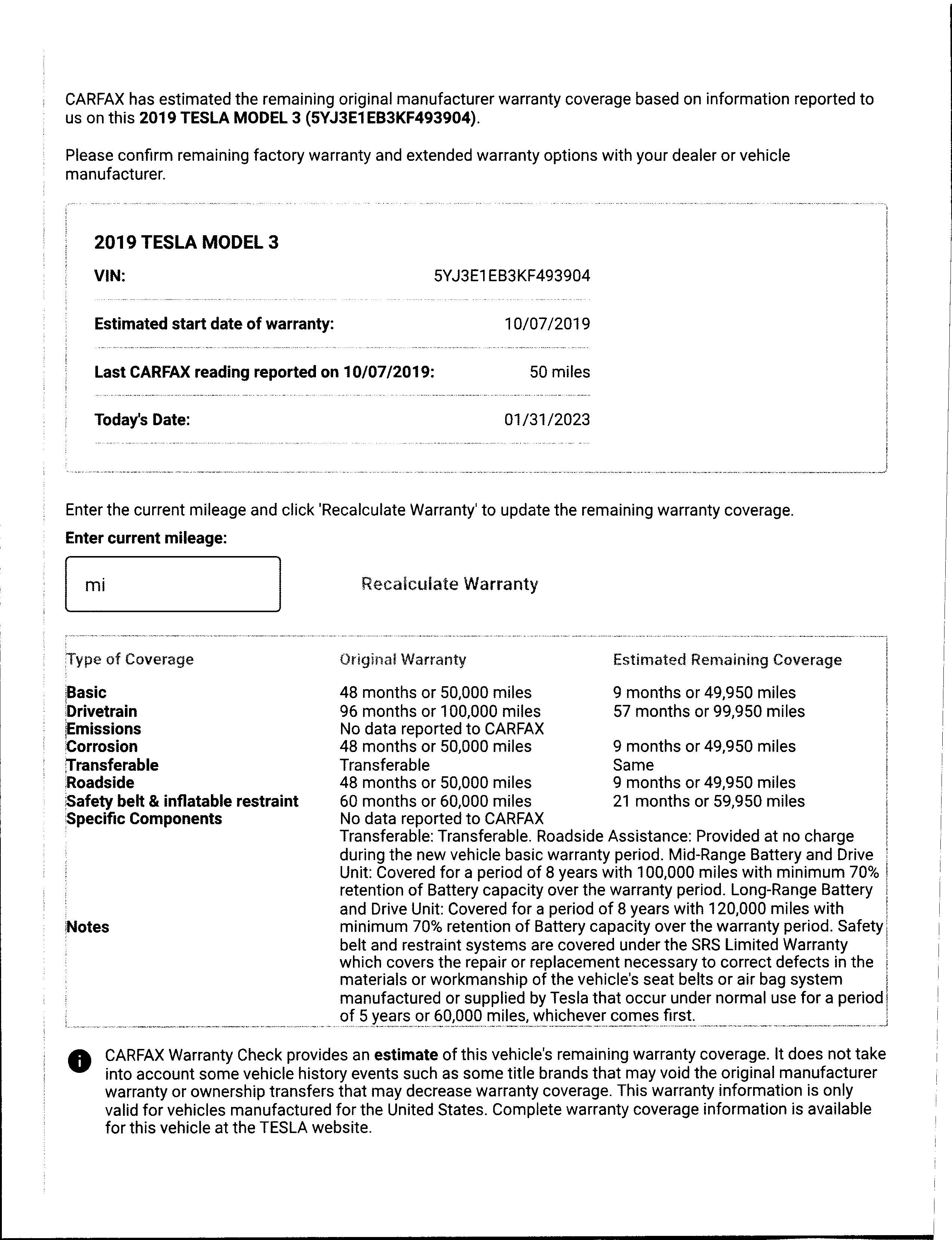 #312 (2019) TESLA MODEL 3 4 DOOR SEDAN,