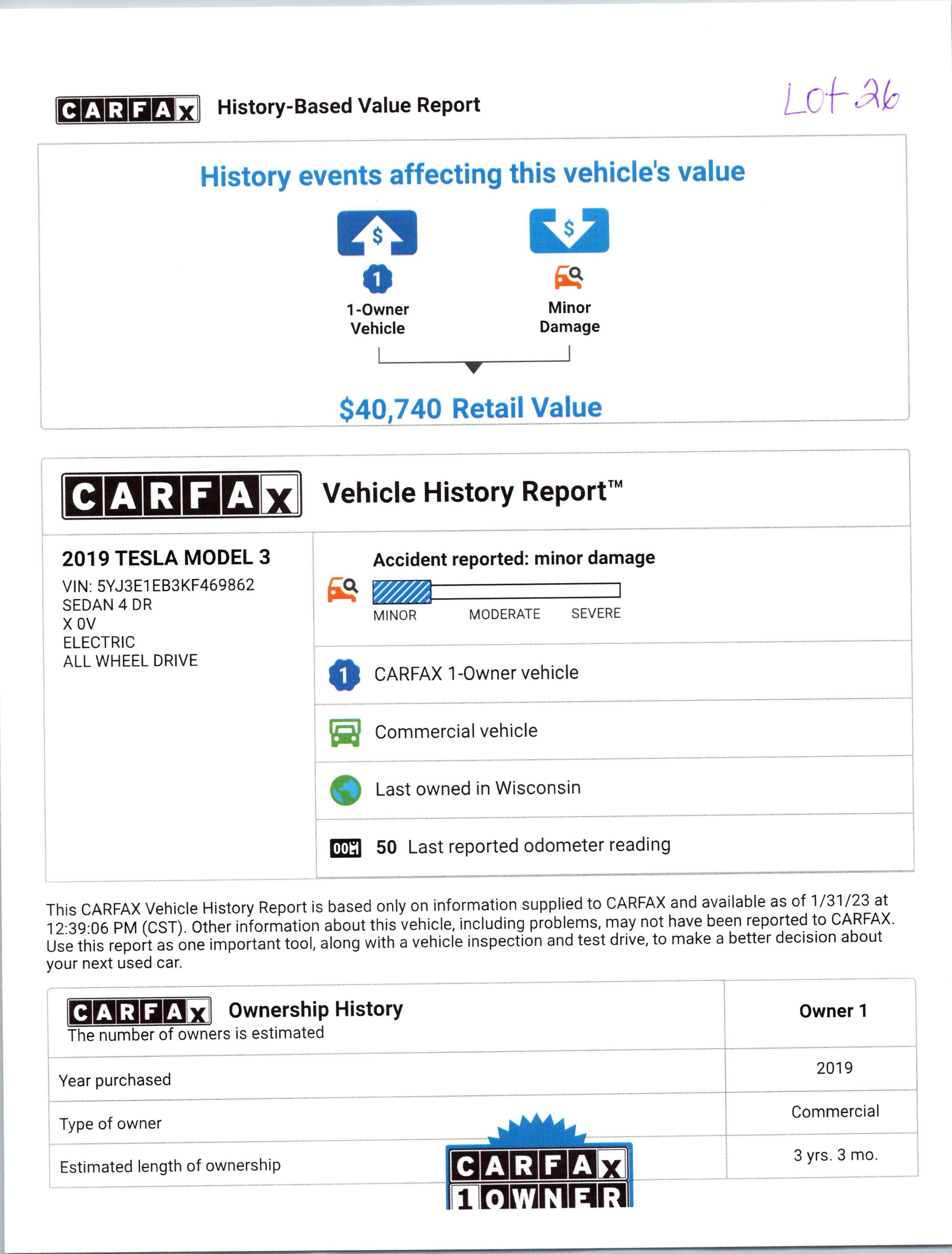 #316 (2019) TESLA MODEL 3 4 DOOR SEDAN,