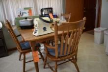 OAK RECTANGULAR KITCHEN TABLE WITH FOUR CHAIRS,