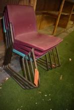 (4) CHAIRS WITH PLASTIC SEATS, METAL FRAMES
