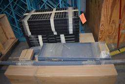 PALLET OF PLASTIC AND METAL SHELVING, DISASSEMBLED