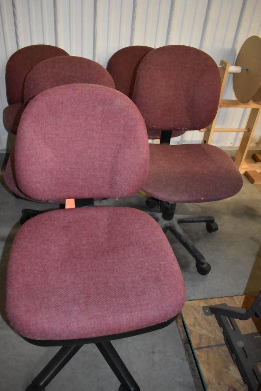 (5) LIGHT MAROON OFFICE CHAIRS