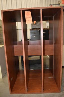 (2) PARTICLE BOARD DESK TOP SHELVING UNITS,