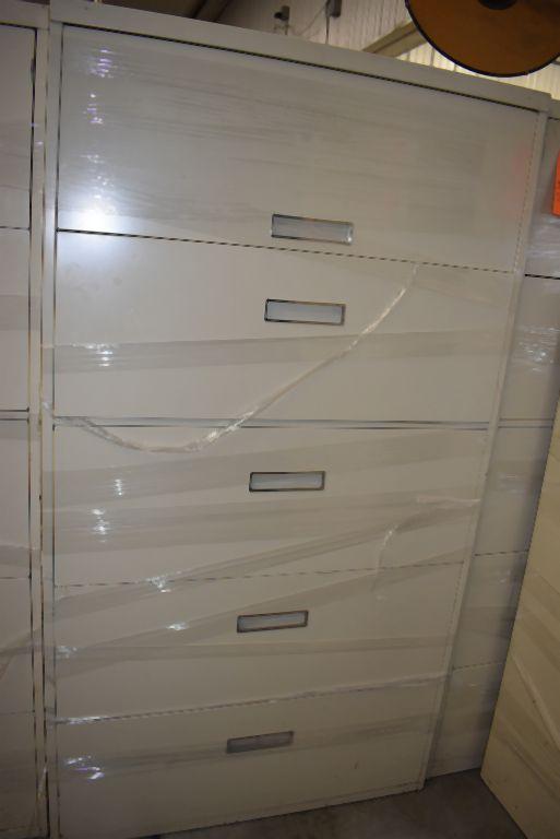 FIVE DRAWER HORIZONTAL FILE CABINET, 36" WIDE x 18",