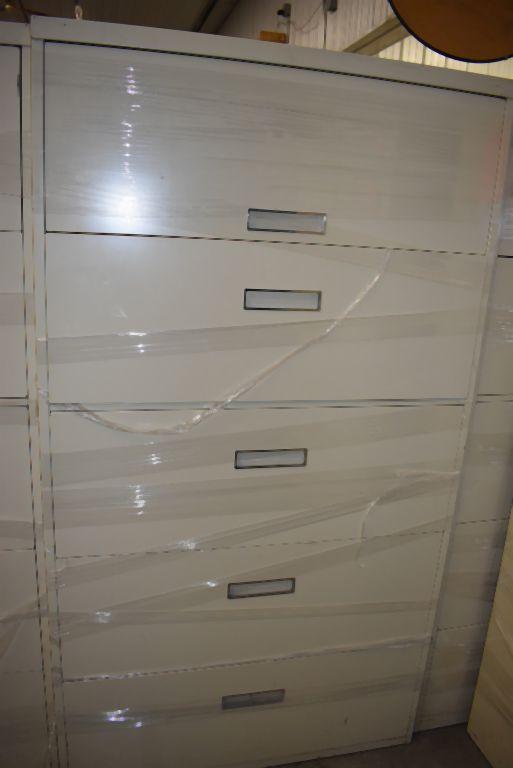 FIVE DRAWER HORIZONTAL FILE CABINET, 36" WIDE x 18",