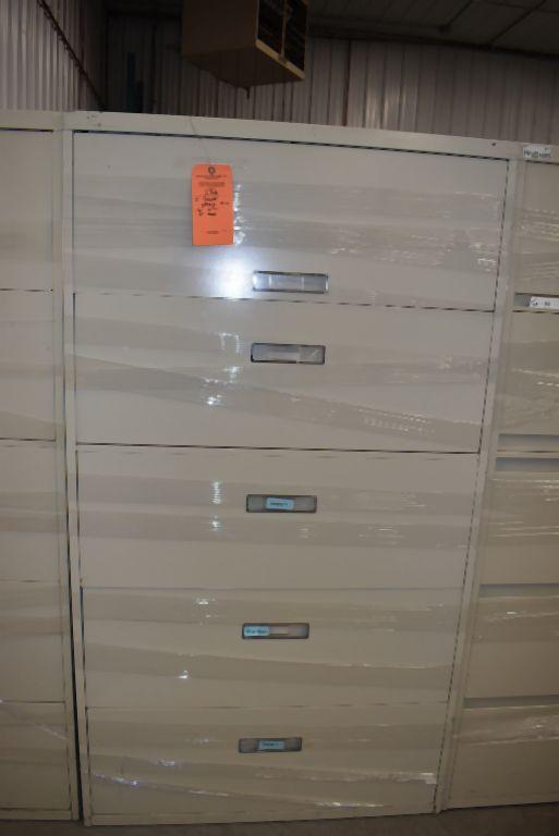 FIVE DRAWER HORIZONTAL FILE CABINET, 36" WIDE x 18"D