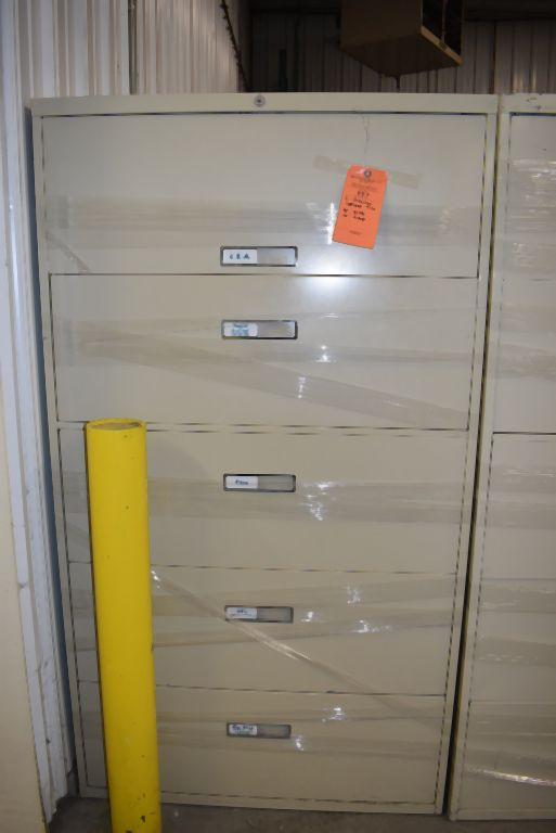 FIVE DRAWER HORIZONTAL FILE CABINET, 36" WIDE x 18"D