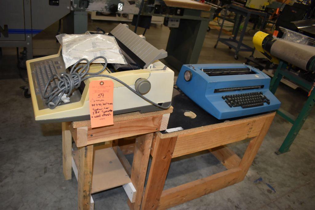 CANNON AP350 TYPEWRITER, IBM TYPEWRITER AND WOODEN STANDS