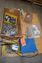 PALLET OF MISC. HOLD DOWNS, PEG BOARD HOOKS,