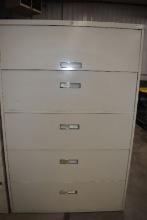 FIVE DRAWER HORIZONTAL FILE CABINET, 42" WIDE x 18",