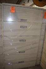 FIVE DRAWER HORIZONTAL FILE CABINET, 36" WIDE x 18",