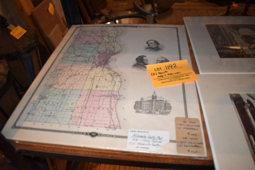 (3) PRINTS - MILWAUKEE MAP WITH FOUNDERS AND