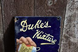 DUKE'S MIXTURE TOBACCO PORCELAIN SIGN, 5"W x 8"H