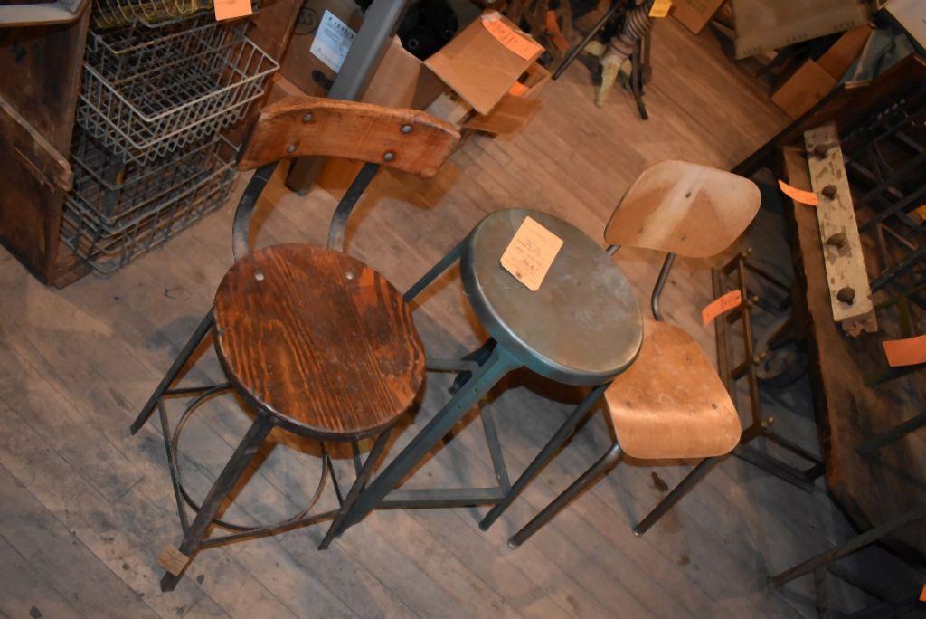 (3) MISC STOOLS 2 WITH BACKS, 1 ALL METAL