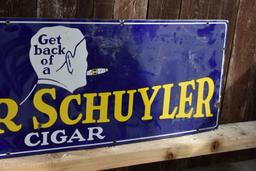 PETER SCHUYLER CIGAR PORCELAIN SIGN, 36"W x 12"H