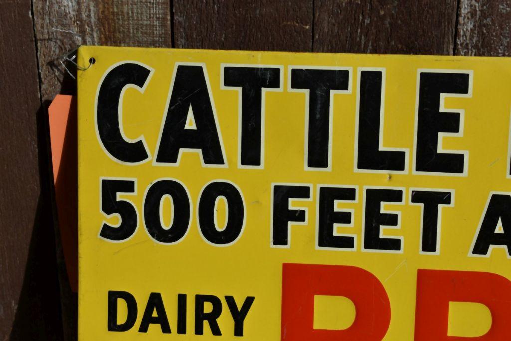 CATTLE PASS 500 FEET AHEAD METAL SIGN, 18"W x 12"H