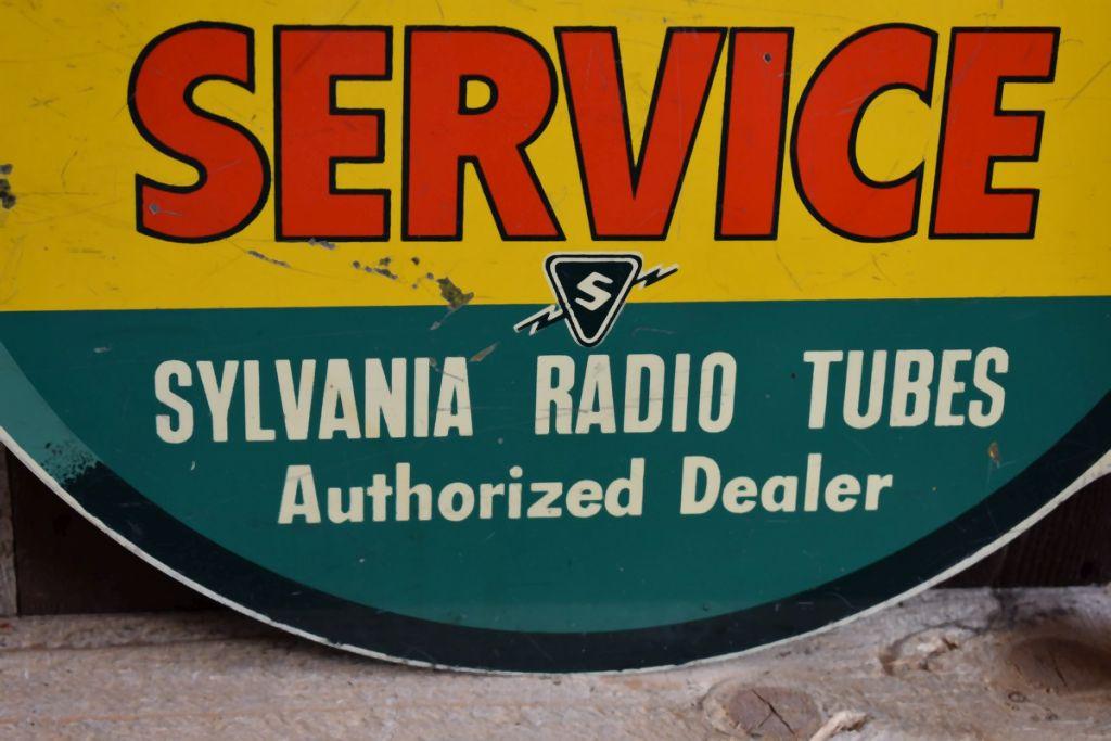 SYLVANIA RADIO SERVICE SIGN, 16" DIAMETER, SIDE FLANGE