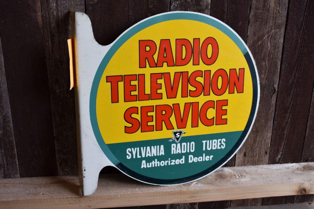 SYLVANIA RADIO SERVICE SIGN, 16" DIAMETER, SIDE FLANGE