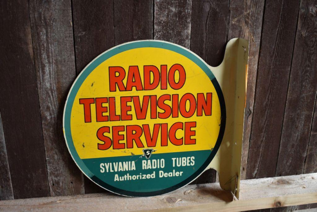 SYLVANIA RADIO SERVICE SIGN, 16" DIAMETER, SIDE FLANGE