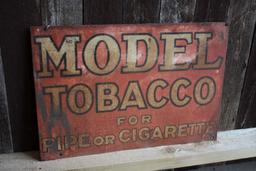 MODEL TOBACCO METAL SIGN, 19" x 13"