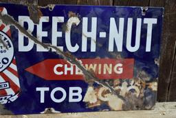 BEECH-NUT CHEWING TOBACCO PORCELAIN SIGN, 22" x 11"