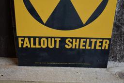 FALLOUT SHELTER METAL SIGN, 14" x 10", N.O.S.