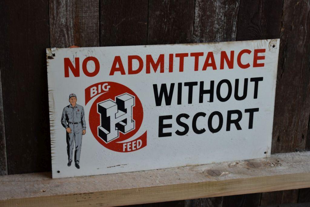 BIG H FEED NO ADMITTANCE METAL SIGN, 18" x 10"