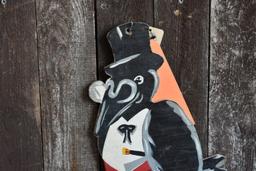OLD CROW WHISKEY KEY HOLDER WOODEN HAND PAINTED SIGN,
