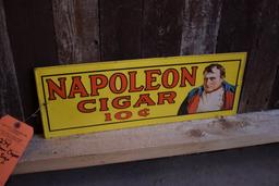 NAPOLEON CIGARS METAL SIGN, 19" x 7"