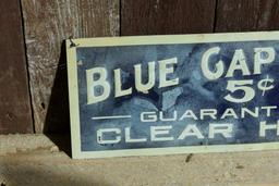 BLUE CAP CIGAR 5 CENT AND 10 CENT HAVANA METAL SIGN,