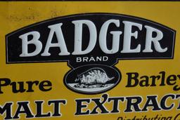 BADGER PURE BARLEY MALT EXTRACT MILWAUKEE WISCONSIN TIN SIGN