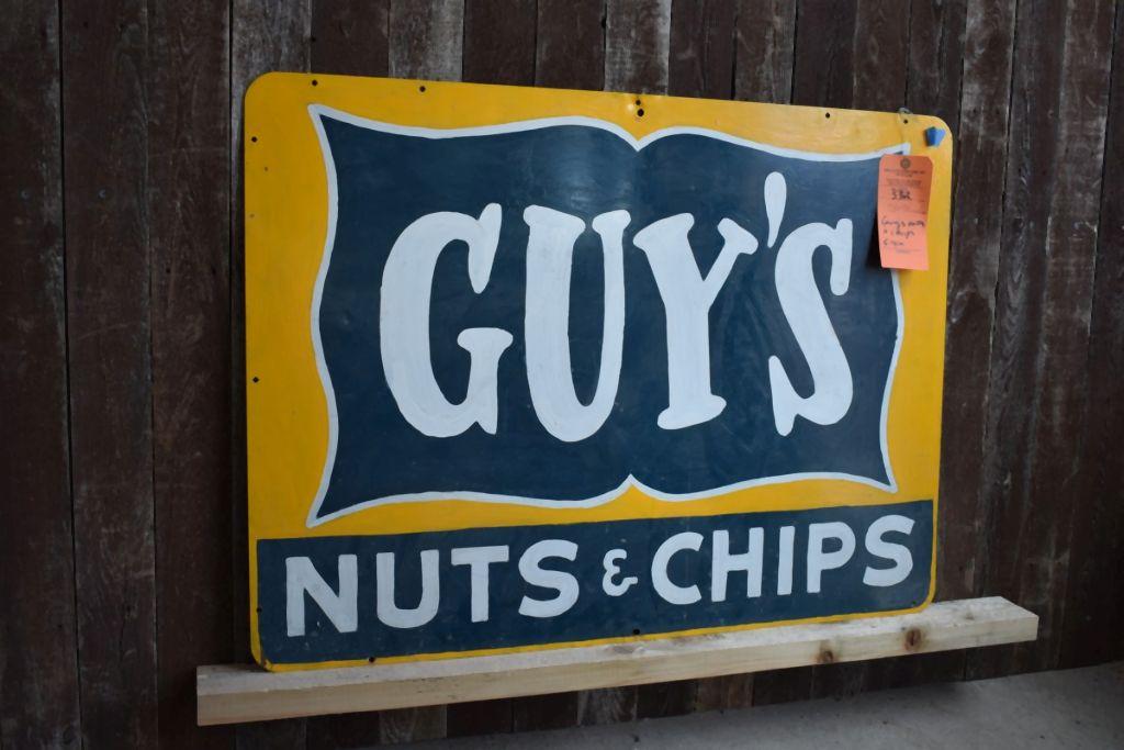 GUY'S NUTS AND CHIPS SIGN, 28" X 38"