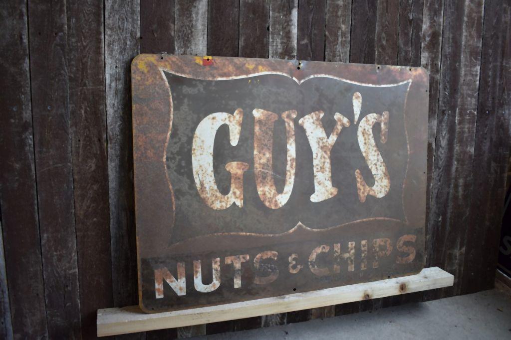 GUY'S NUTS AND CHIPS SIGN, 28" X 38"