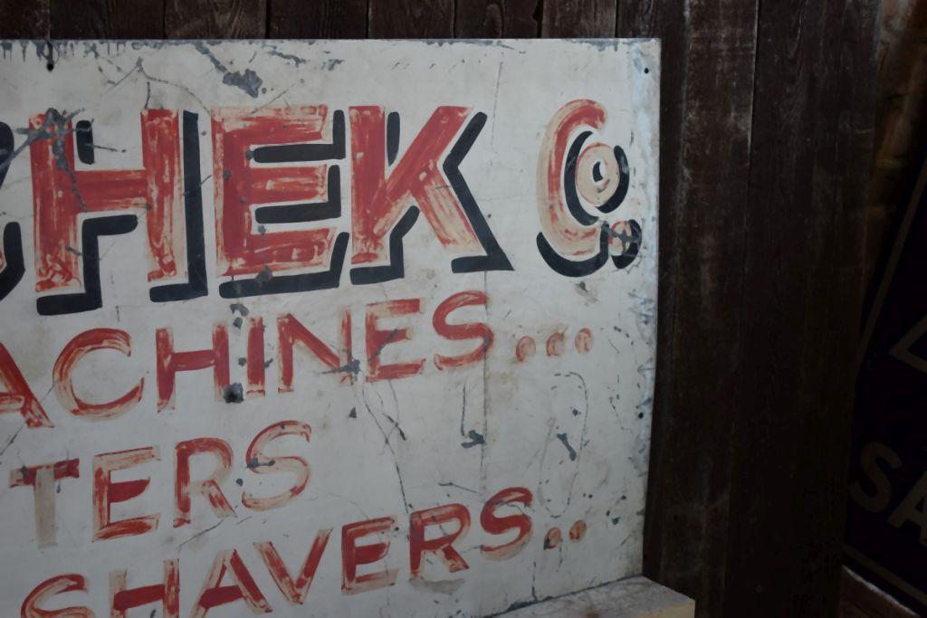 EJ KUBICHEK CO. PAINTED METAL SIGN, 49" x 20"